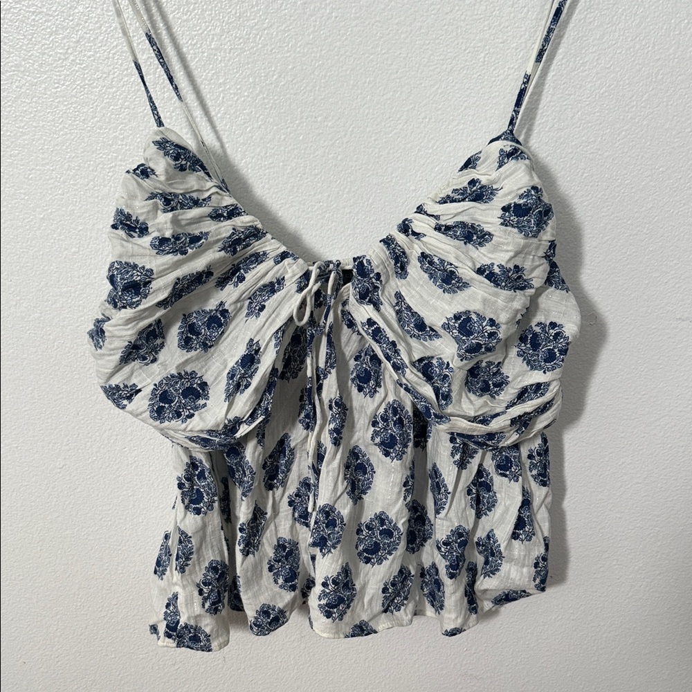 J. Crew Blue Floral Camisole Top in Block Print